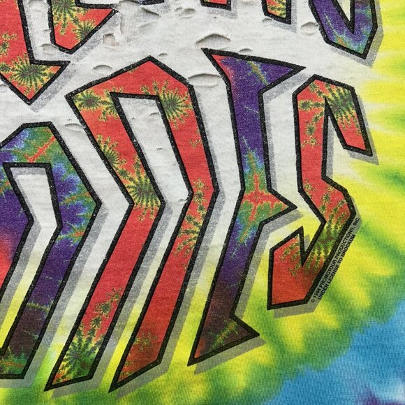 Vintage Rolling Stones Graphic Tee Mens XL Tie Dye Liquid Blue Distressed 90s - Picture 13 of 16